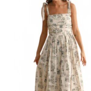 Abercombie & Fitch Midi Black and White Print Summer Cotton Dress Size Small NWT